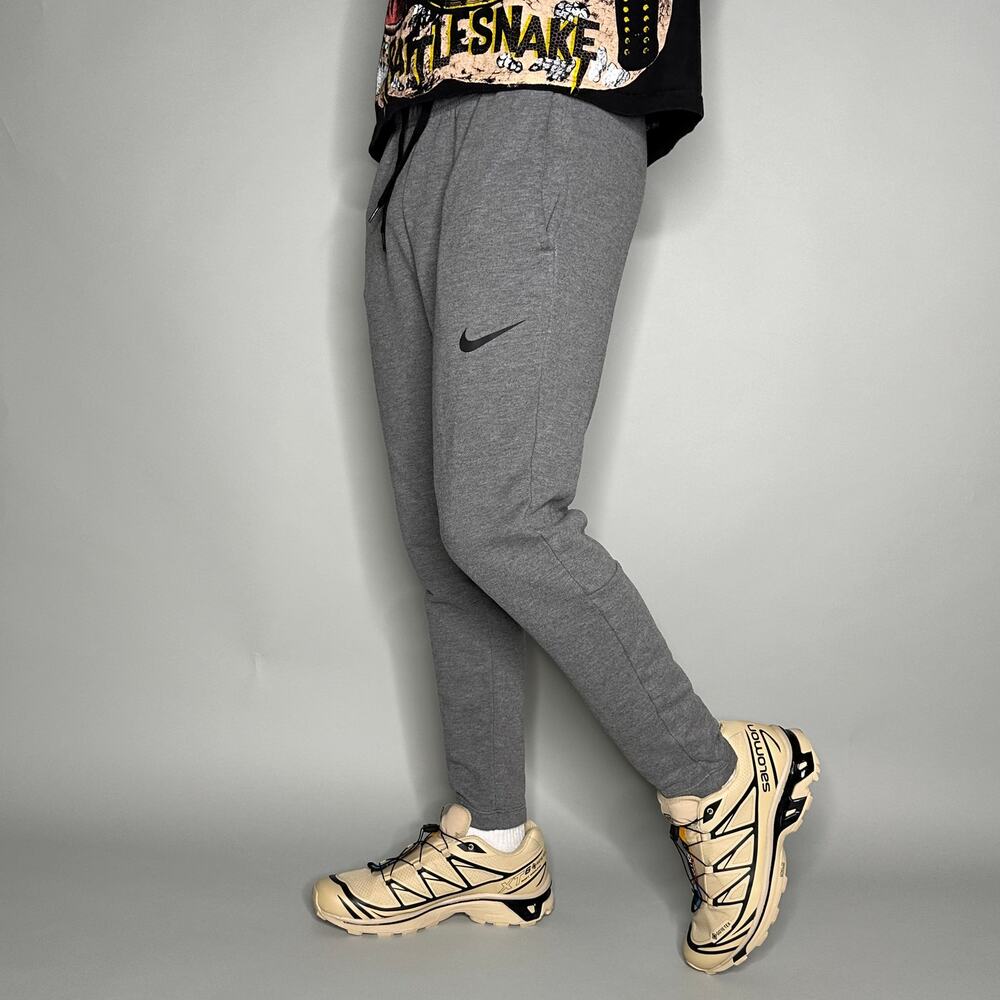 Vintage Y2K Nike Sweatpants Mens M Grey Black Swoosh Dri Fit Cotton Joggers